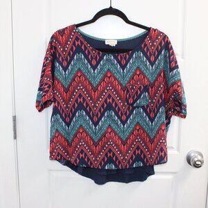 3/$30 Meadow Rue Anthropologie XS chevron Short Sleeve blouse